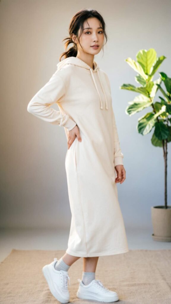 Hoodie Dress with Sneakers