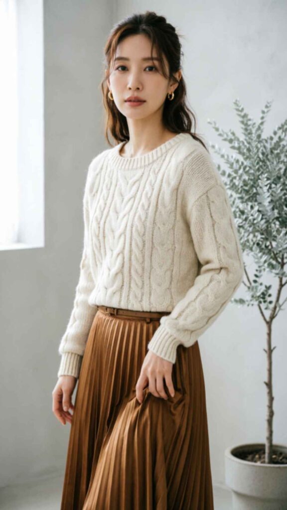 Knit Sweater with Midi Skirt