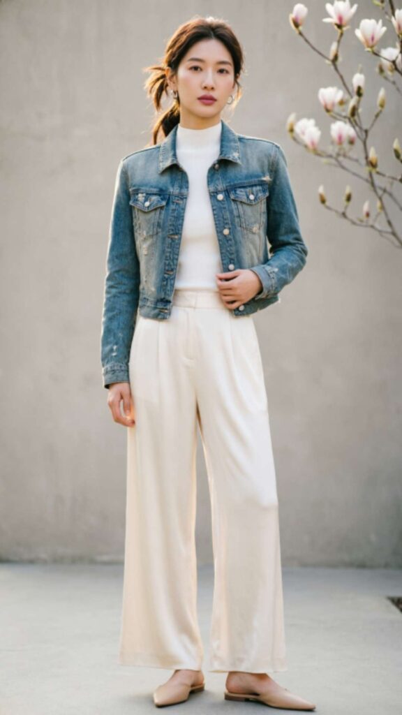 Cropped Jacket with Palazzo Pants