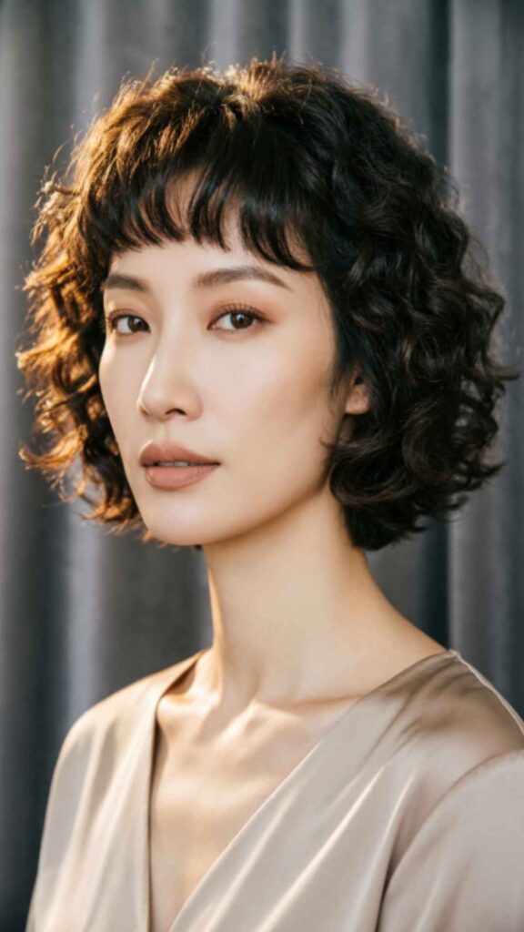 Curly Pixie With Bangs