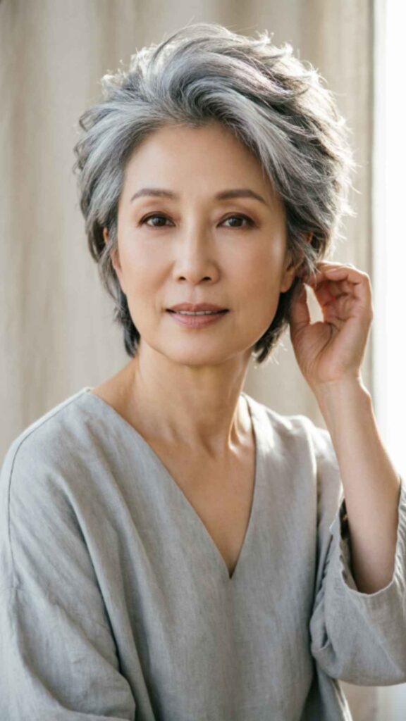 Choppy Short Gray Haircut