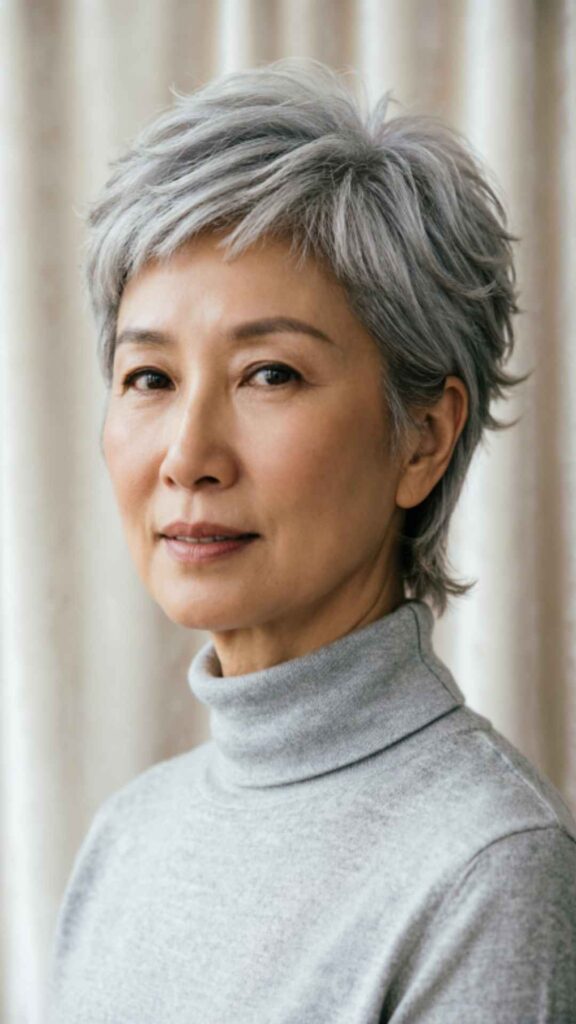 Short Gray Layered Crop