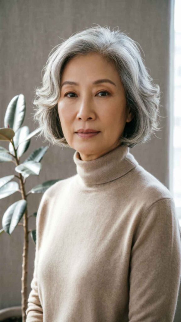 Short Gray Bob With Soft Waves