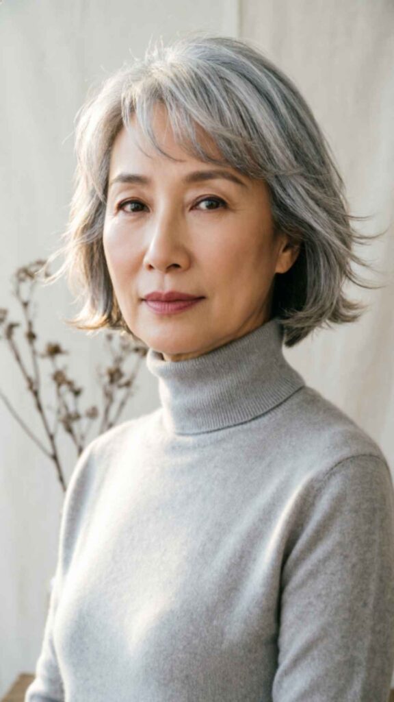 Short Gray Hair With Wispy Bangs