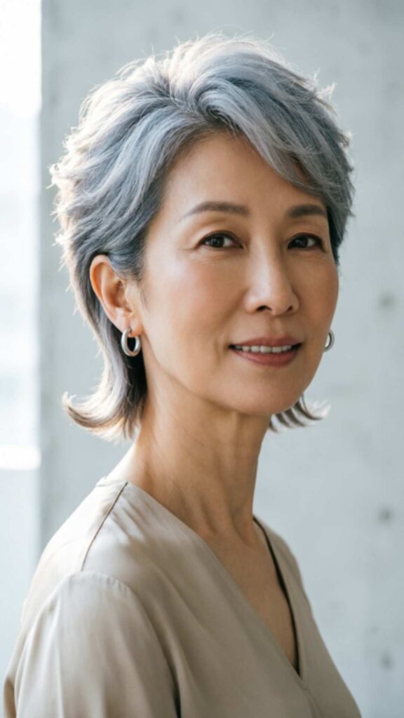 Layered Gray Pixie Cut