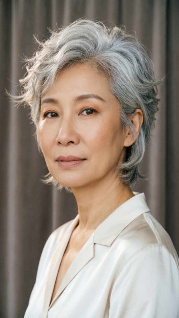 Feathered Short Gray Haircut