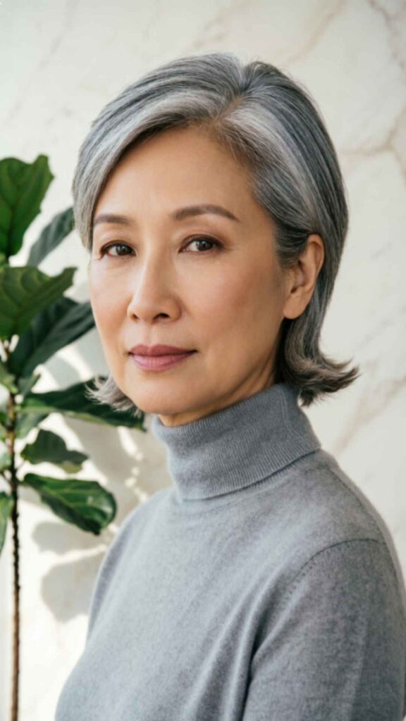 Short Gray Hair With Side Part
