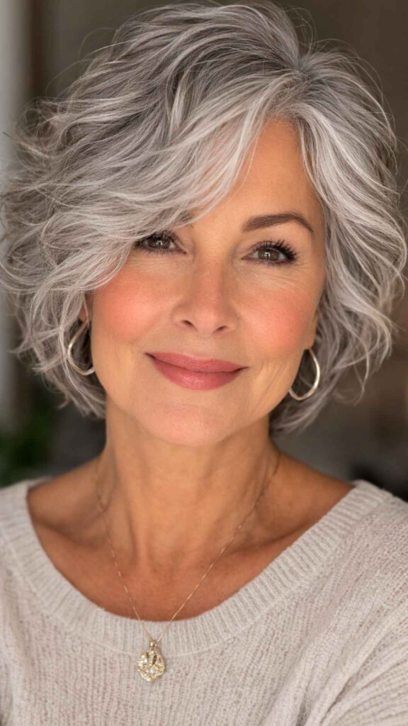 Short Wavy Gray Hairstyle