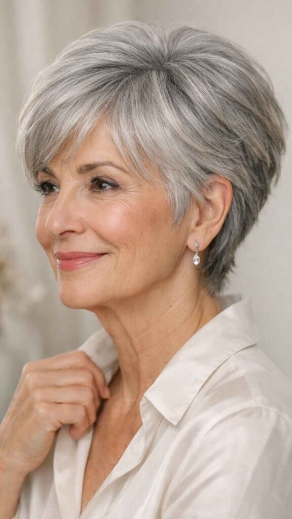 Short Gray Hair With Soft Layers