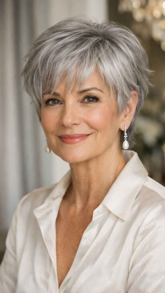 Short Gray Hair With Wispy Bangs