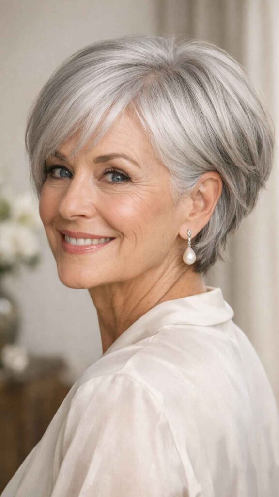 Short Silver Layered Bob
