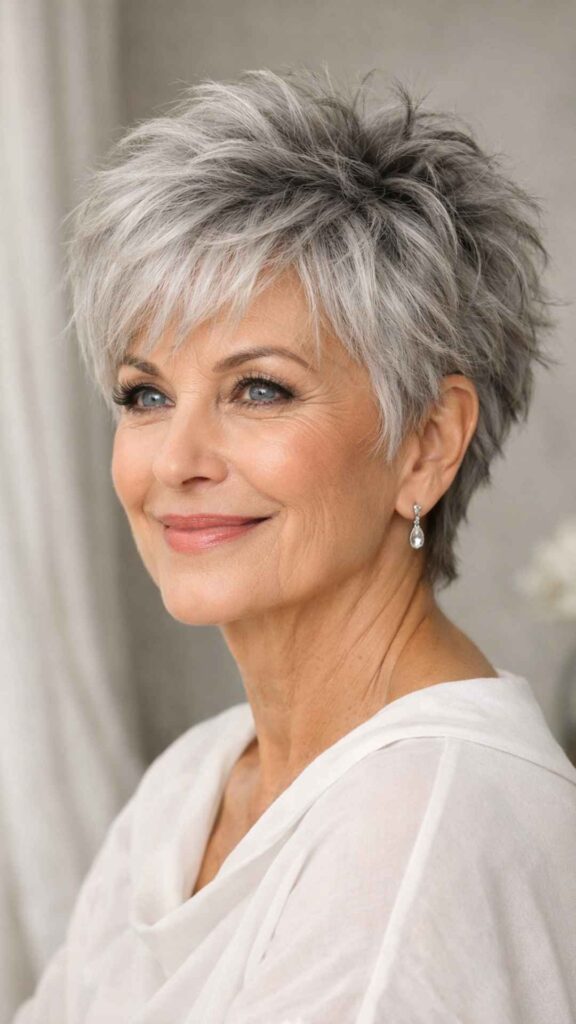 Messy Short Gray Hairstyle