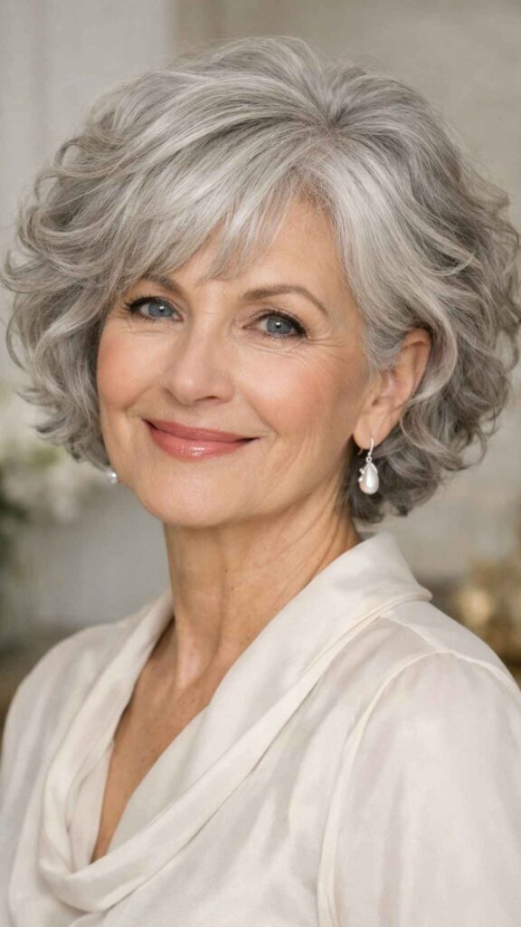 Soft Curly Gray Bob