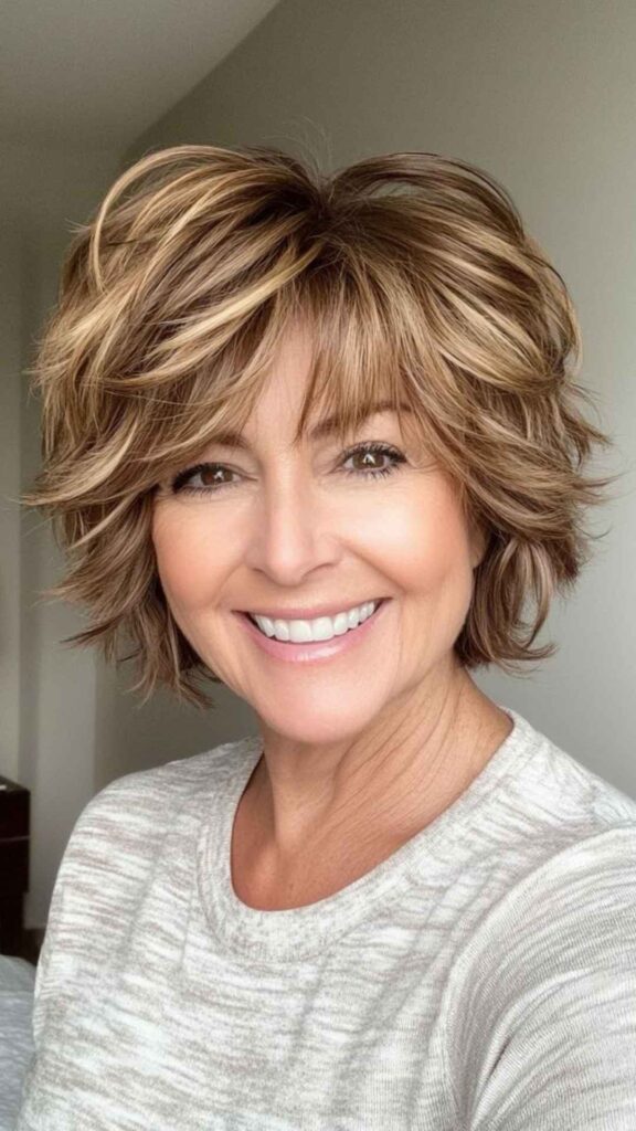 Short Layered Haircut with Wispy Ends