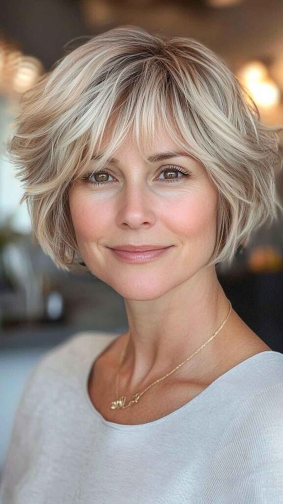 Short Layered Hair with Curtain Bangs