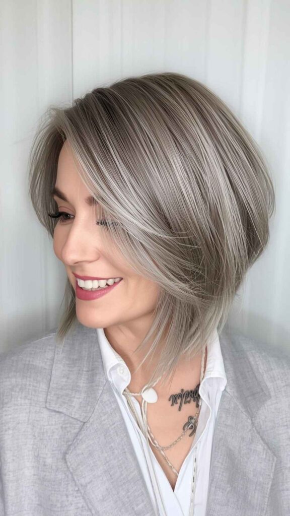 Short Bob With Natural Gray