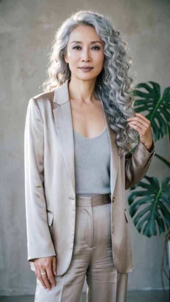 Curly Silver Hair