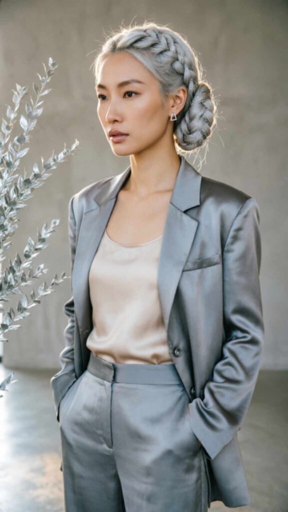 Silver Braided Hair