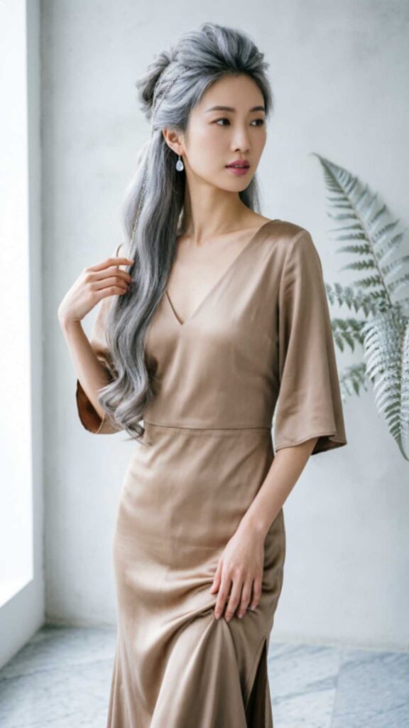 Silver Half-Up Hairstyle