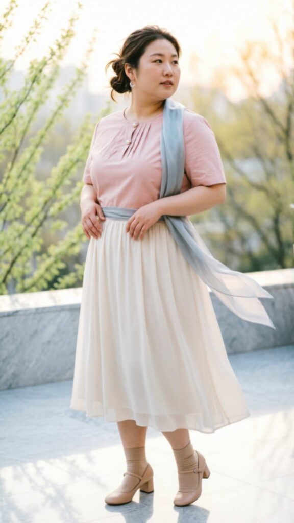 A-Line Dress with Light Scarf