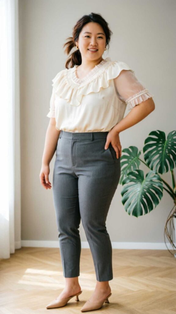 Ruffled Top with Slim Pants