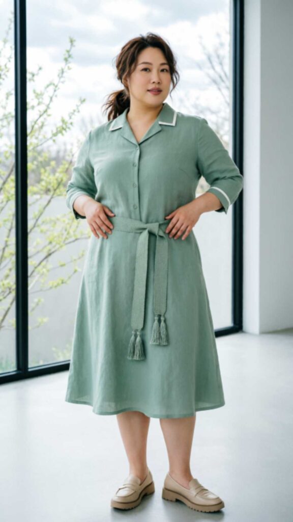 Shirt Dress with Belted Waist