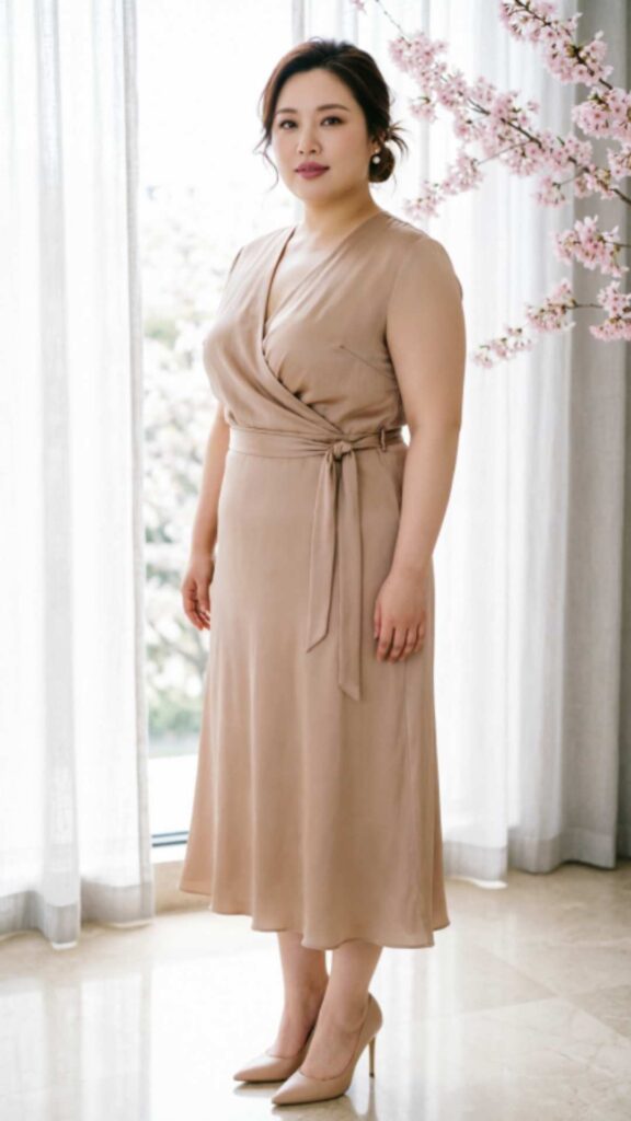 Wrap Dress with Nude Heels