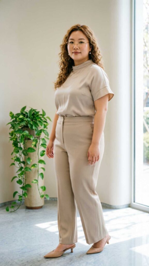 Wide-Leg Pants with Fitted Blouse