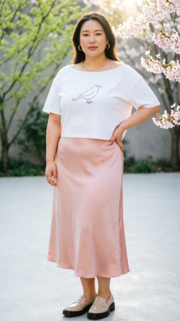 Midi Skirt with Graphic Tee