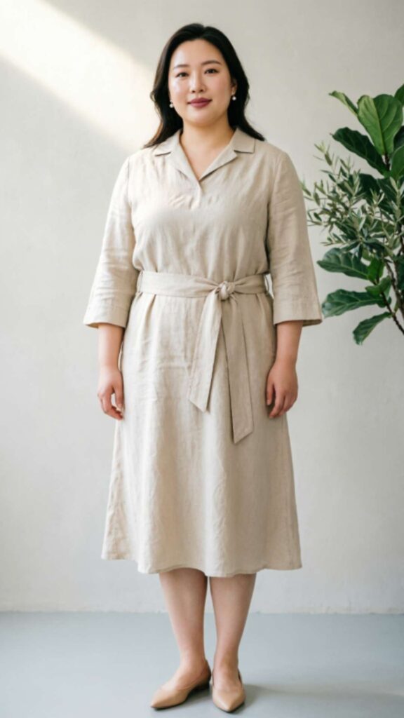Linen Shirt Dress with Belt