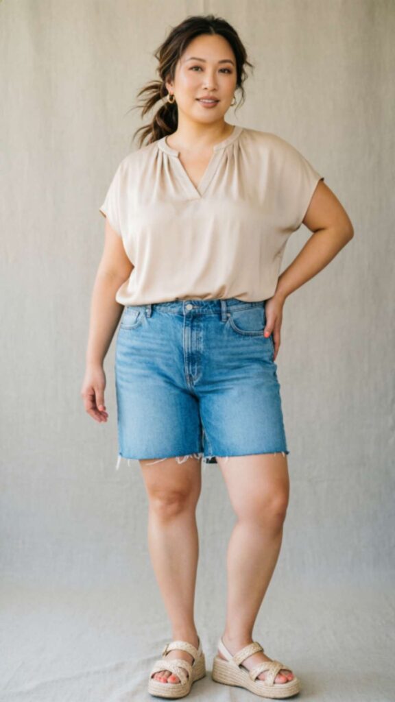 Cropped Jeans with Lightweight Blouse