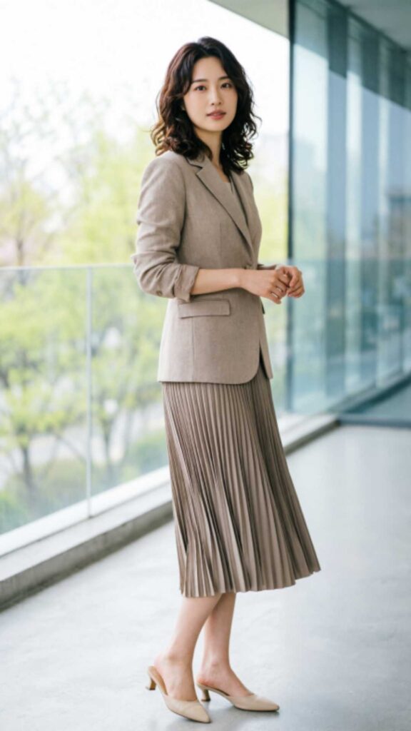 Pleated Skirt with Blazer