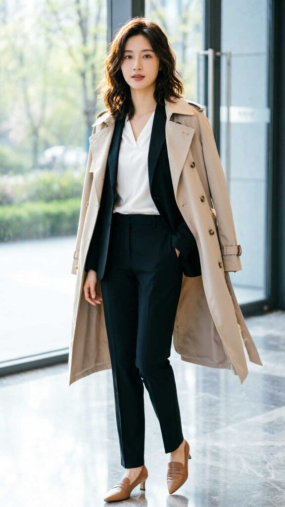 Trench Coat over Office Basics