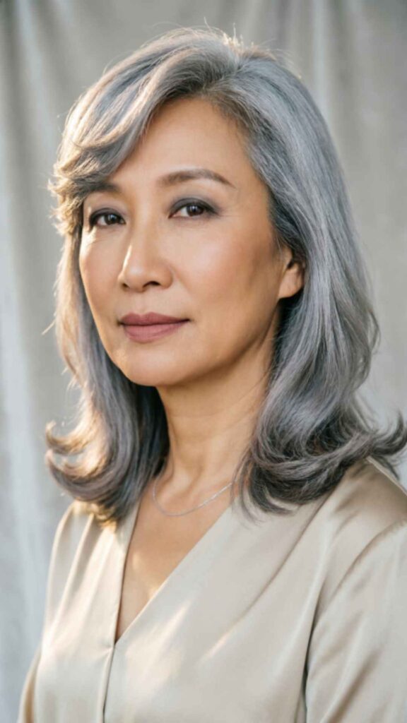 Side-Swept Gray Bangs