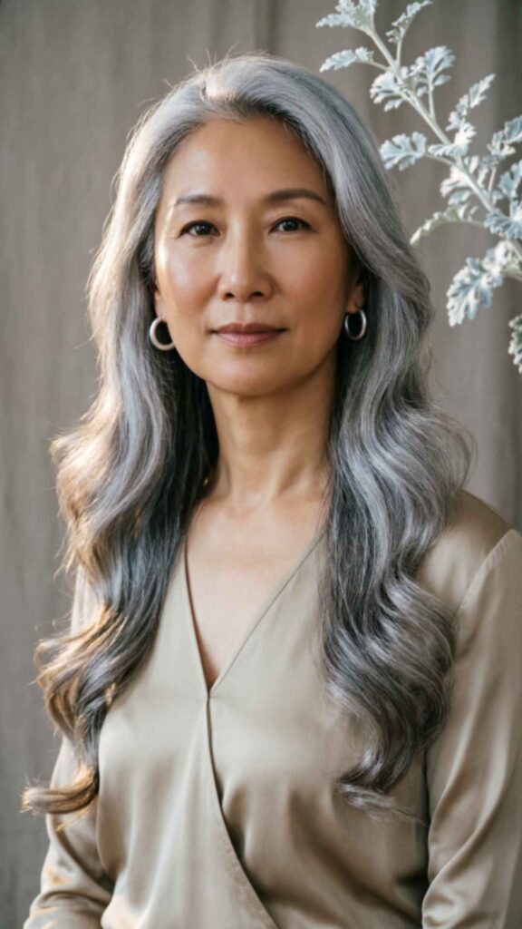 Long Soft Waves in Silver Gray