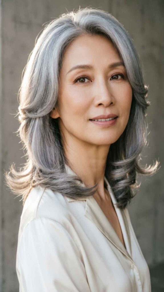 Gray Hair with Face-Framing Layers