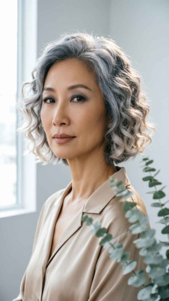 Curly Gray Bob