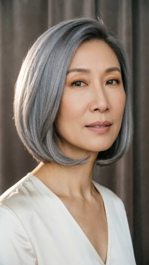 Asymmetrical Gray Bob