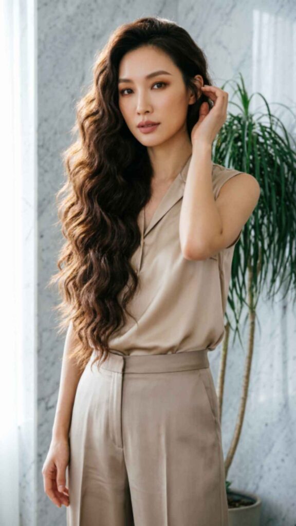 Layered Waves with Subtle Face Framing