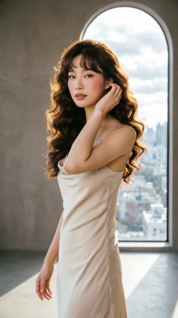 Curtain Bangs with Long Wavy Hair