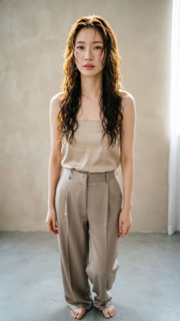 Wet Wavy Hair with Soft Highlights