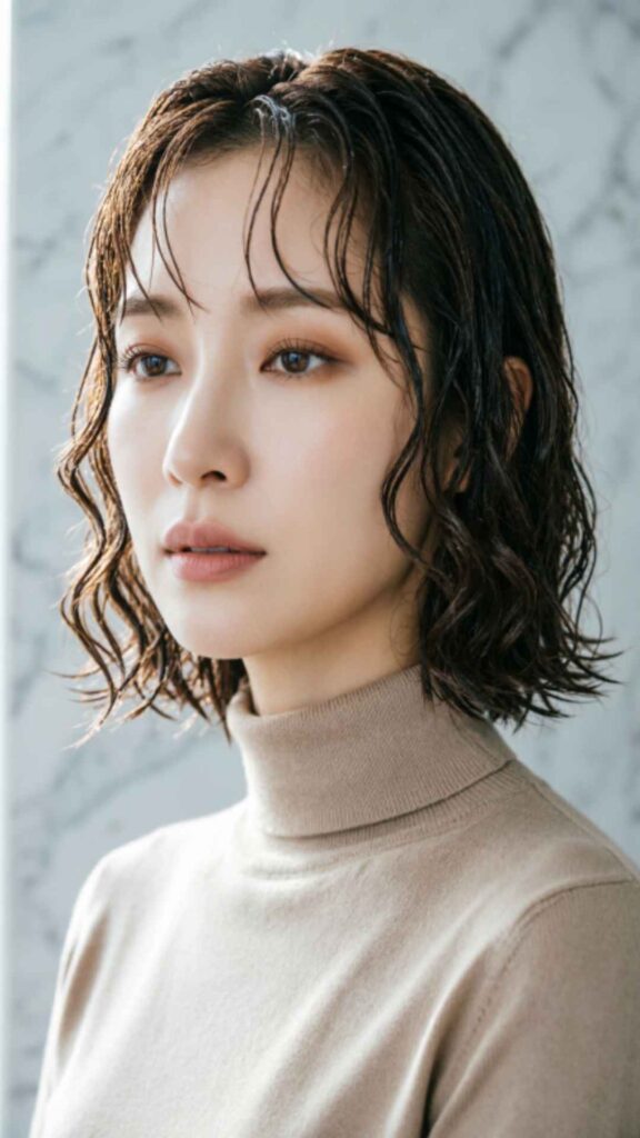 Short Wet Wavy Pixie Style