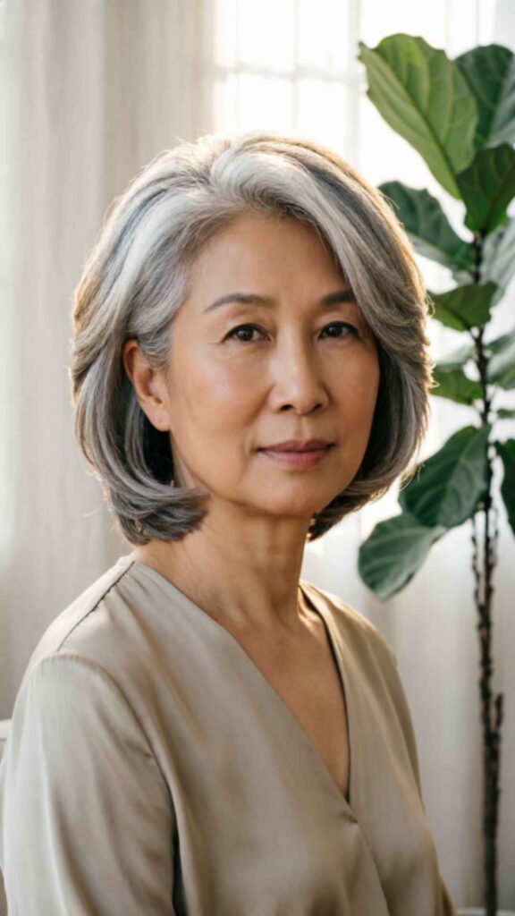 Layered Bob With Natural Gray Hair